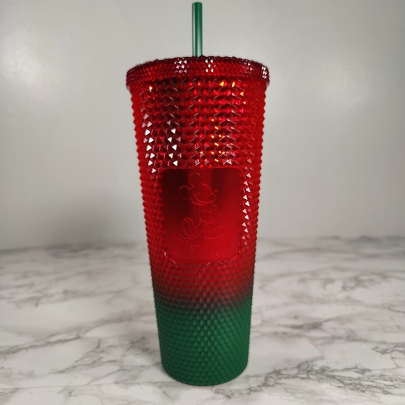 2022 Starbucks x Disneyland Christmas Red Green Ombre Studded Tumbler - Picture 3 of 7